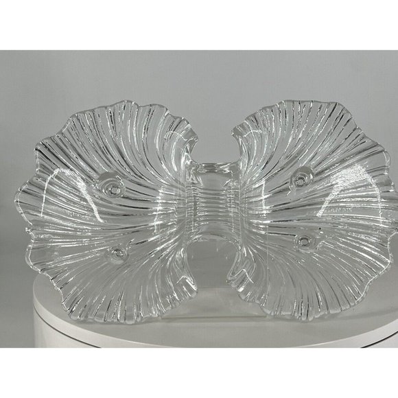 Clam Seashell Mikasa Walther Double Sided Footed Dish Crystal - Picture 3 of 7